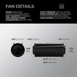 TerraBloom 8" Silenced EC Inline Duct Fan, ECMF-200-S, 569 CFM, 74W - TerraBloom