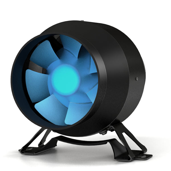 TerraBloom 4" Inline Duct Fan for 12V DC Power Supply, 141 CFM, 21W. Direct Current Only. White Housing. - TerraBloom