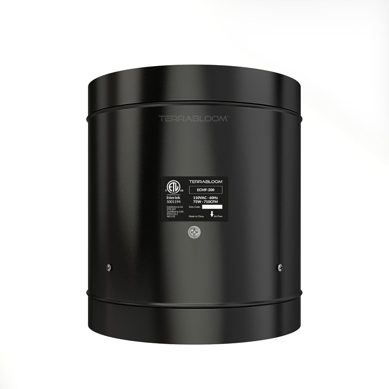 [2019 Model] TerraBloom 8" Inline Duct Fan, ECMF-200-R, 710 CFM, 75W - TerraBloom