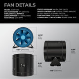 [Refurbished] TerraBloom 10" Inline Duct Fan, ECMF-250, 946 CFM, 126W - TerraBloom
