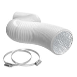 TerraBloom 10" Air Duct - 25 FT Long, White Flexible Ducting with 2 Clamps - TerraBloom