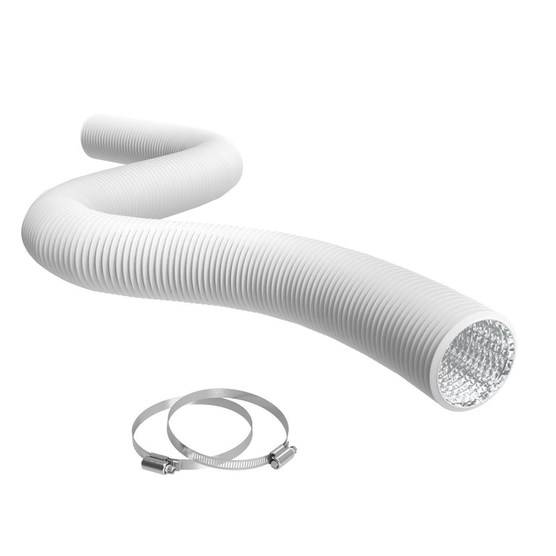 TerraBloom 4" Air Duct - 25 FT Long, White Flexible Ducting with 2 Clamps - TerraBloom