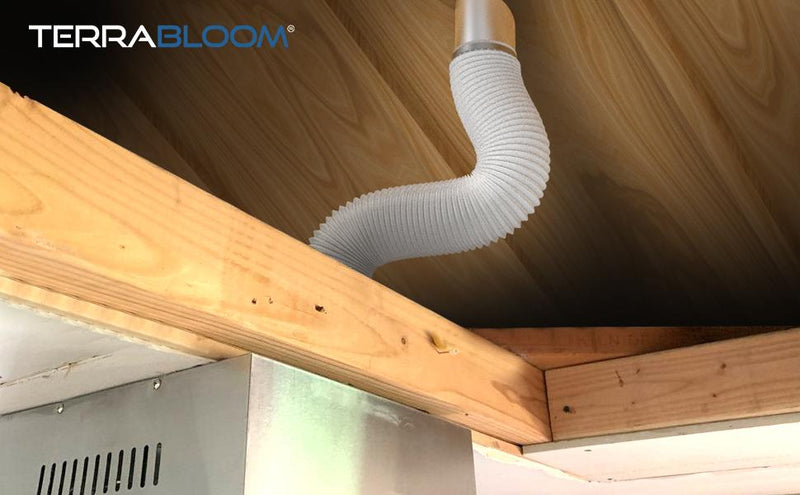 TerraBloom 4" Air Duct - 8 FT Long, White Flexible Ducting with 2 Clamps - TerraBloom