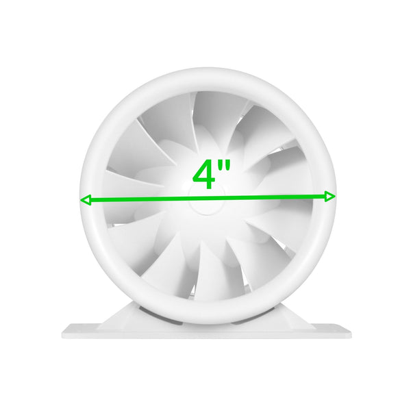 TerraBloom 4 Inch Inline Duct Fan "Low Noise" Series. 47 CFM HVAC Quiet Mixed Flow Energy Efficient Blower - TerraBloom