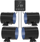 TerraBloom 4" Inline Duct Fan, ECMF-100-SMT, Thermostat Speed Controller, 160 CFM, 18W - TerraBloom