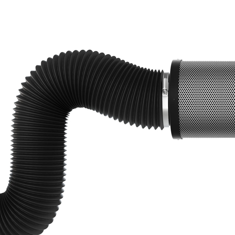 TerraBloom 6" Air Duct - 25 FT Long, Black Flexible Ducting with 2 Clamps - TerraBloom
