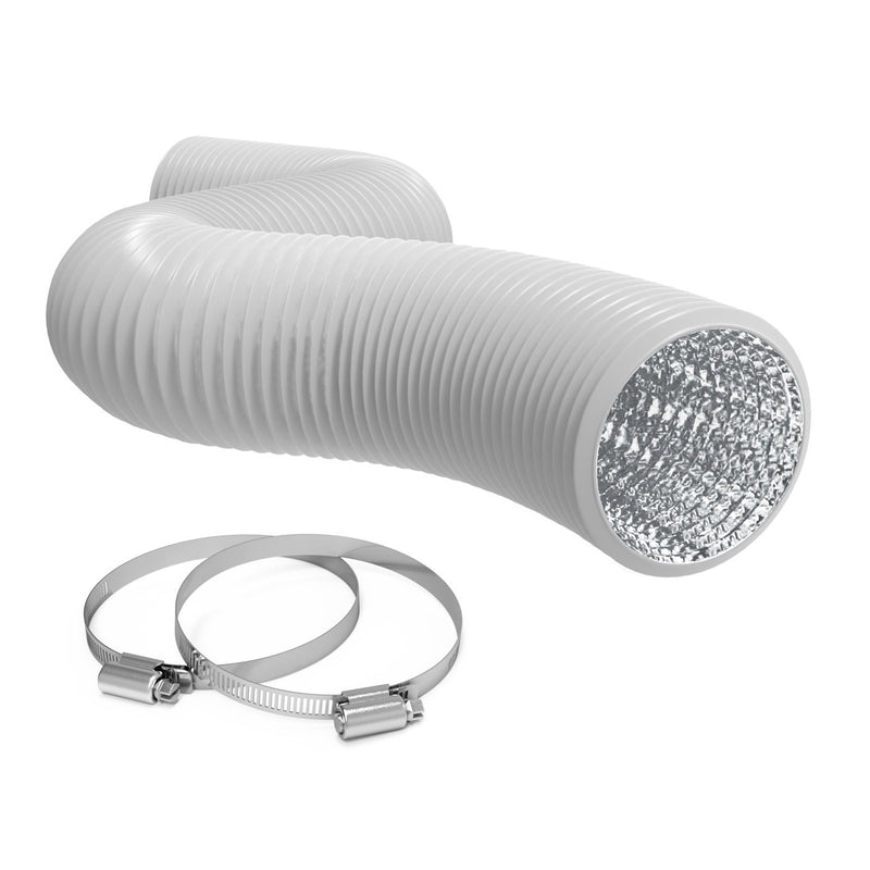 TerraBloom 6" Air Duct - 25 FT Long, White Flexible Ducting with 2 Clamps - TerraBloom