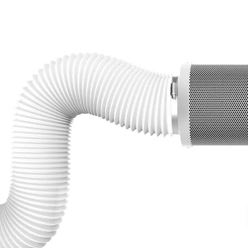 TerraBloom 6" Air Duct - 25 FT Long, White Flexible Ducting with 2 Clamps - TerraBloom