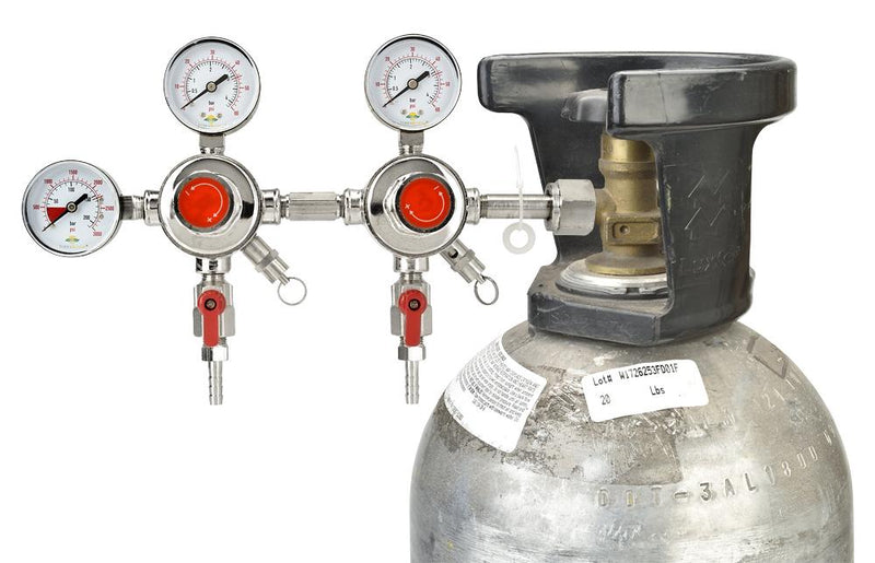 TerraBloom Dual Stage Beer Keg CO2 Pressure Regulator For 2 Simultaneous Keg Connections - TerraBloom