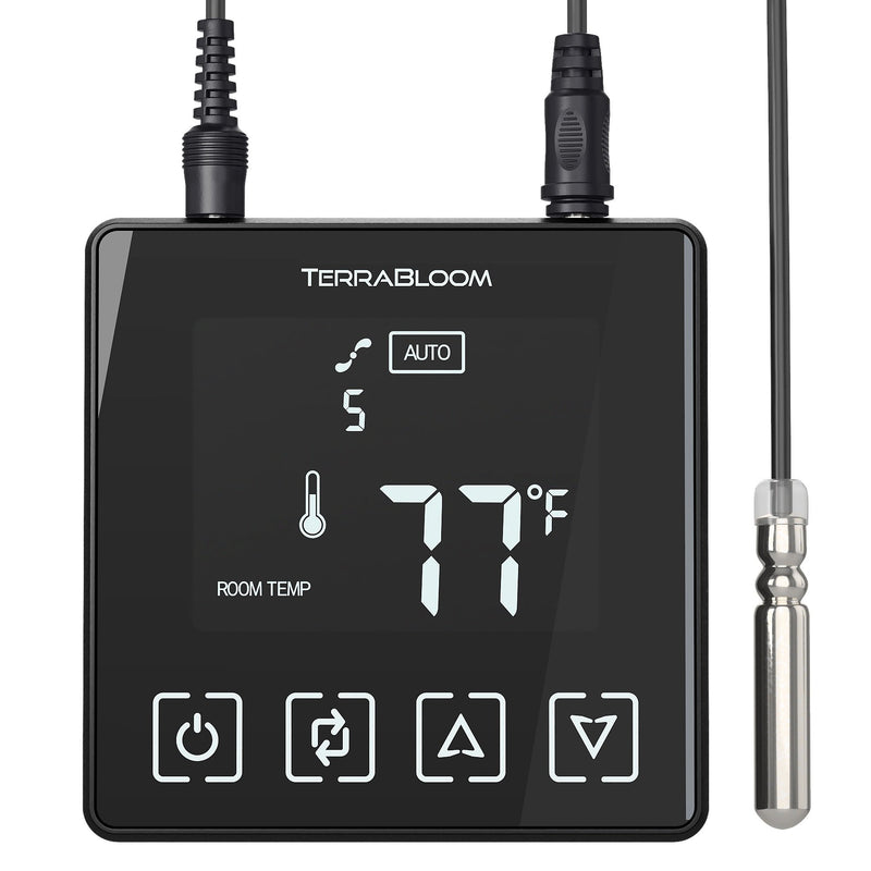 TerraBloom Programmable Thermostat Speed Controller with Temperature Probe For ECMF Series Fans - TerraBloom