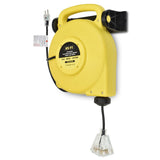 TerraBloom Retractable Extension Cord Reel 25 FT - Mountable & Portable Power Wire with 3 Outlets and LED Power Indicator. 14/3, 11 Amp, 1375W, SJTW - TerraBloom